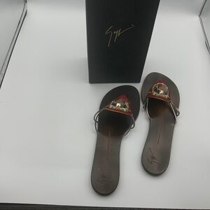 GUISEPPE ZANOTTI EMBELLISHED LEATHER SANDALS